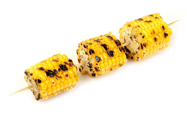 Corn Grill Spett Vit Bakgrund För Isolering — Stockfoto