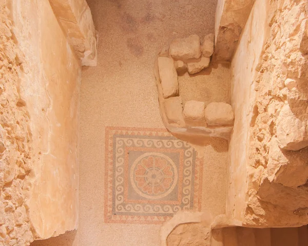 Masada Mosaik Ruinerna Öknen Stockbild