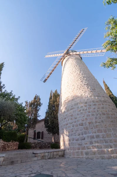 Gammal Väderkvarn Yemin Moshe Jurasalem Israel Stockbild