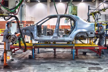 Togliatty, Samara bölgesi, Rusya Federasyonu - 13 Aralık: Lada arabalar otomobil fabrikası Avtovaz - 13 Aralık, 2007 Togliatty, montaj hattı