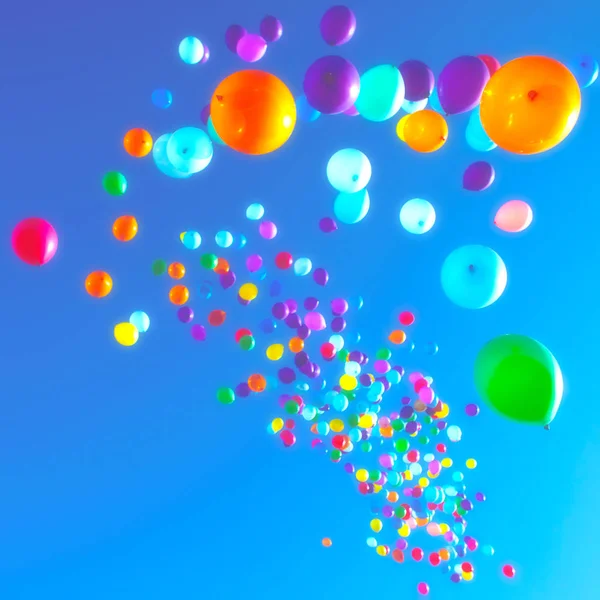 Palloncini colorati che volano nel partito cielo — Foto Stock