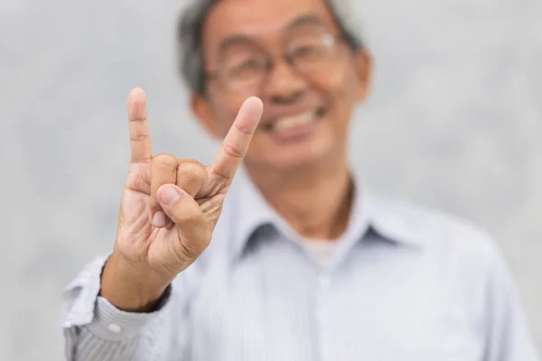 Asian Elderly Smiling Live Strong Positive Lifestyle Good Healthy Show — Stock Photo, Image