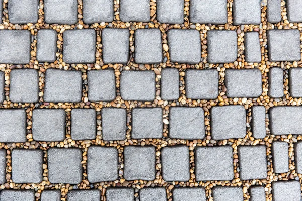 Pedra Cobblestone Bloco Footpath Textura Padrão Fundo — Fotografia de Stock