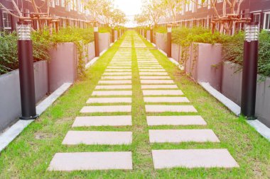 patika yürüyüş yolu gitmek ön bahçede yolu lamba ile