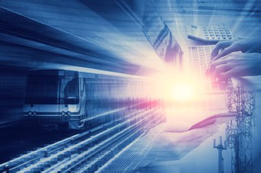 Dijital çağda yüksek hızlı modern teknoloji iletişim arka plan kavramının