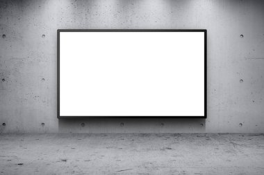 Boş reklam billboard paneli sokak yol kenarı arka bina beton duvara açtı.