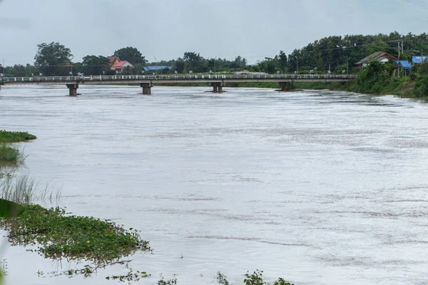 water floods in asia high level of water in the river after heavy storm rain