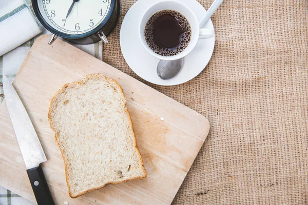 Pan Integral Con Café Negro Buena Comida Saludable Mañana Comida — Foto de Stock