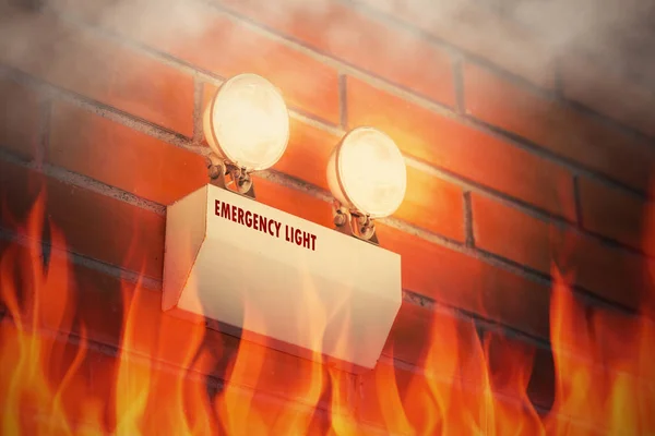 Luce Emergenza All Interno Dell Edificio Antincendio Funzionante — Foto Stock