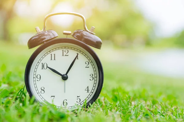 Açık yeşil doğa arka plan doğa kez saat