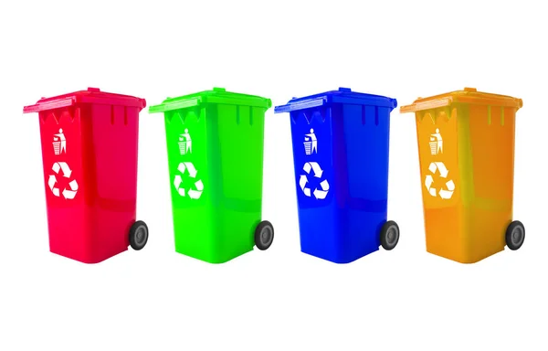 Trash Bin Mix Barev Logem Recyklace — Stock fotografie