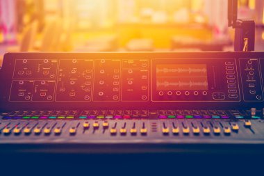 sound stage mixer music volume control during show onair clipart