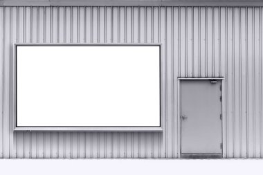 Boş billboard reklam sanayi depo duvar için.