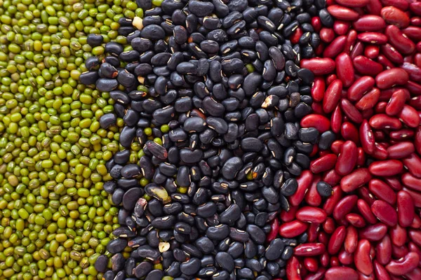 Misturar Várias Feijão Verde Feijão Vermelho Feijão Preto Nutrição Alimentos — Fotografia de Stock