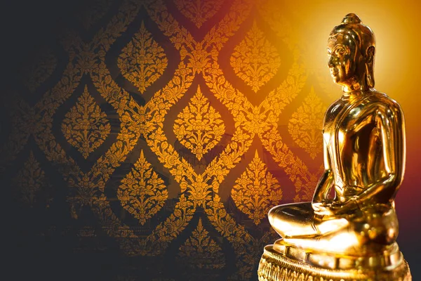 Thai Asian Golden Buddha Mit Thai Vintage Muster Tempel Kunst — Stockfoto