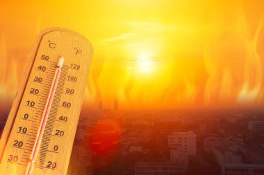 Heatwave yaz sezonunda Tayland şehir görünümü yüksek sıcaklık fr