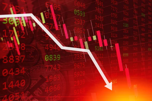 Árfolyamdiagram leesik nagy csepp a gazdasági visszaesés globális REC — Stock Fotó