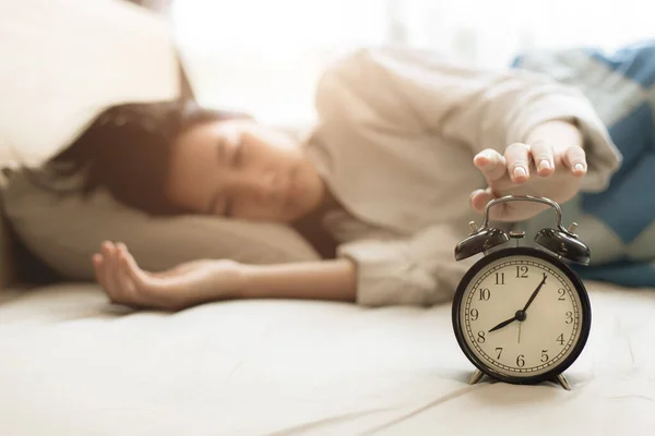 Sleeping Time Wake Morning Comfortable Bed Home — Stock Photo, Image