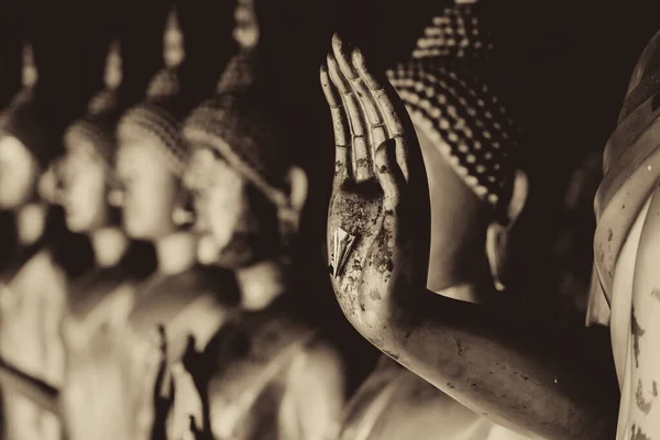 Nahaufnahme Schöne Buddha Hand Statue Schöne Kultur Der Asiatischen Ruhe — Stockfoto