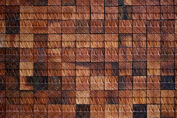 Dinding Tanah Liat Mosaik Pola Ubin Untuk Dekorasi Bangunan Abstrak — Stok Foto