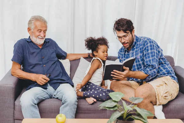 Parents teaching children for clever genius little girl and smart family concept.