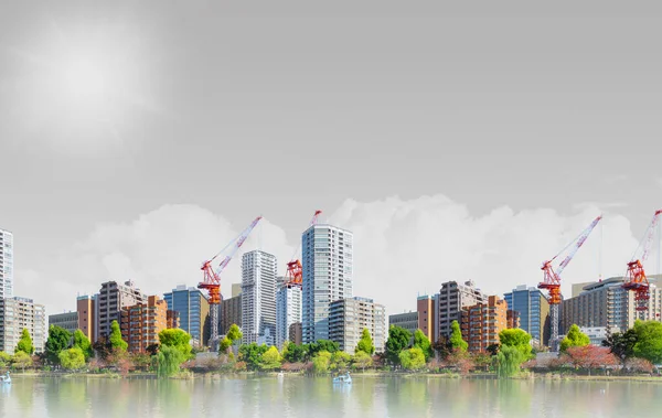 Moderno Parco Della Città All Aperto Con Albero Verde Cielo — Foto Stock