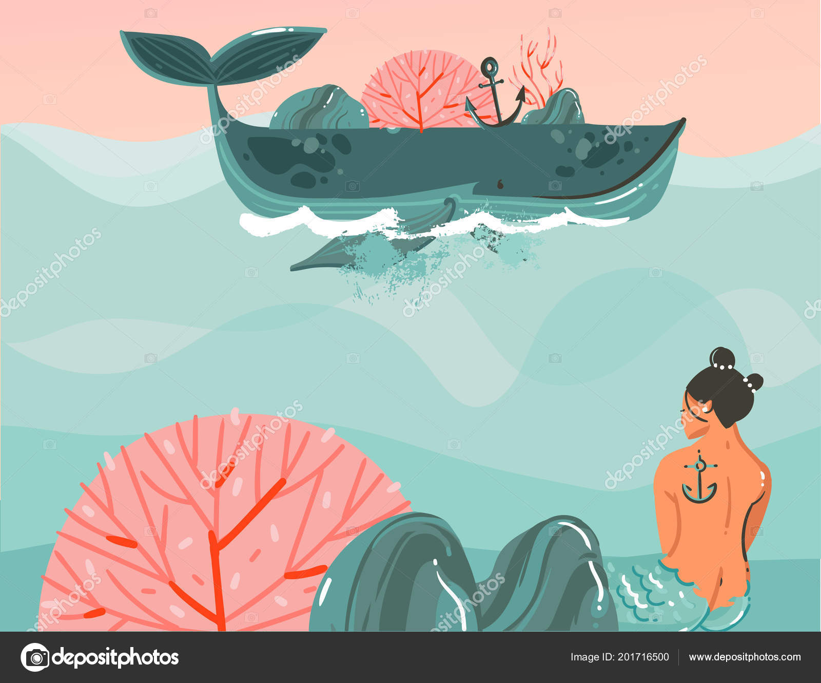 Dessin Animé Abstrait Vecteur Dessiné Lheure Dété