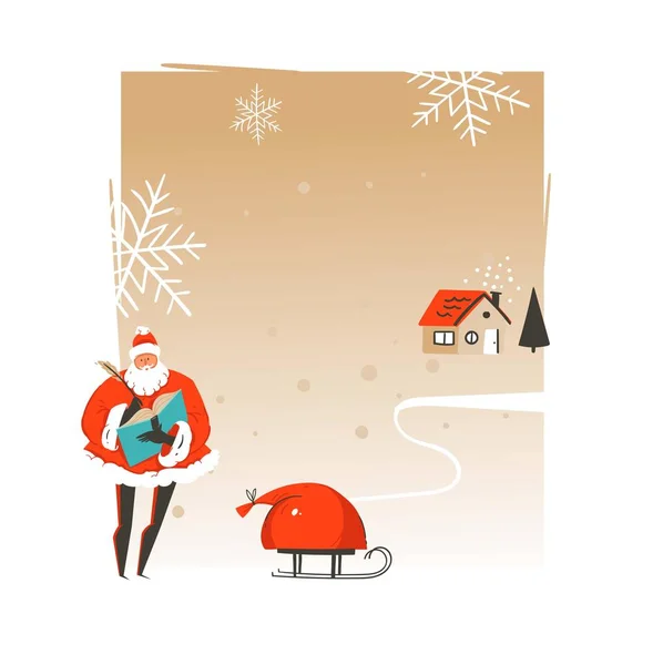 Vettore Disegnato Mano Astratto Buon Natale Felice Anno Nuovo Tempo — Vettoriale Stock