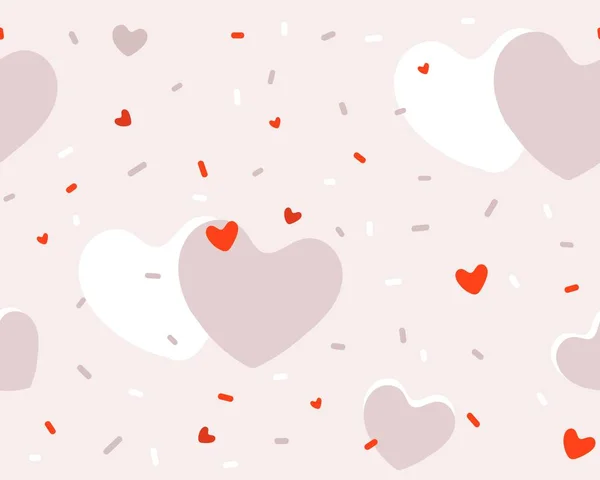 Ручной рисунок вектор абстрактный мультфильм современный графический Happy Valentines день концепт-иллюстрации искусства бесшовный узор с простой формы сердца изолированы на розовом пастельном фоне — стоковый вектор