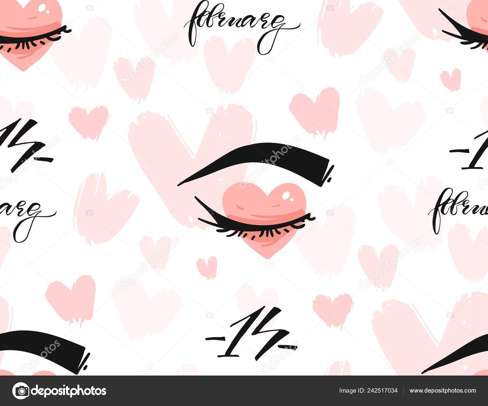 手描きの背景抽象的な挨拶心の幸せなバレンタインデー イラストの招待