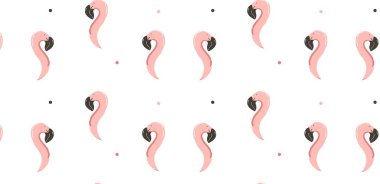 El çizimi soyut yaz zamanı basit minimalist pürüzsüz desen ve beyaz arka planda izole edilmiş pembe flamingo başı..