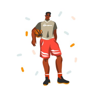 Elle çizilmiş vektör soyut stok grafik çizimi beyaz arka planda izole edilmiş siyah Afrikalı Amerikalı güzellik adamı ile