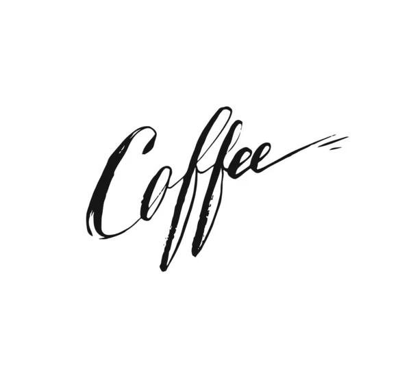 Dibujo de tinta artística abstracta vectorial dibujado a mano caligrafía palabra café manuscrita aislado sobre fondo blanco. concepto tienda de café — Vector de stock