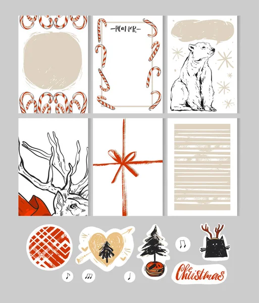 Hand Made Christmas Set Cards Notes Stickers Labels Stamps Tags — стоковий вектор