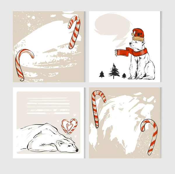 Conjunto de creativas 6 tarjetas de diario. Carteles de Navidad. Ilustración vectorial. Plantilla para saludar Scrapbooking, Felicitaciones, Invitaciones, Pegatinas, Planificadores. — Archivo Imágenes Vectoriales