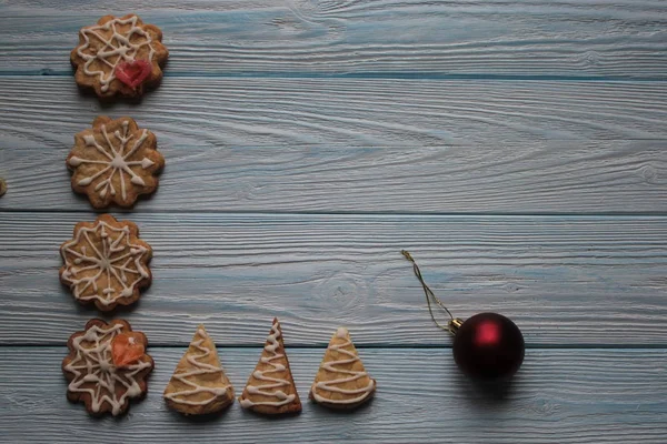 Ciasteczka Świąteczne Leżące Szarym Tle — Zdjęcie stockowe