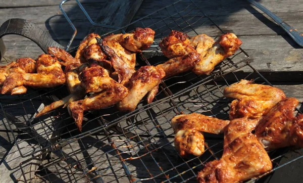 Chicken Wings Fried Grill Fire — Stock Photo, Image