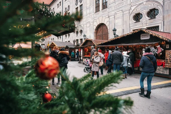 Munich Bavière Allemagne Décembre 2017 Arbre Noël Branches Sapin Sur — Photo