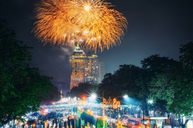 Fireworks on Sinulog Festival in Cebu, Philippines clipart