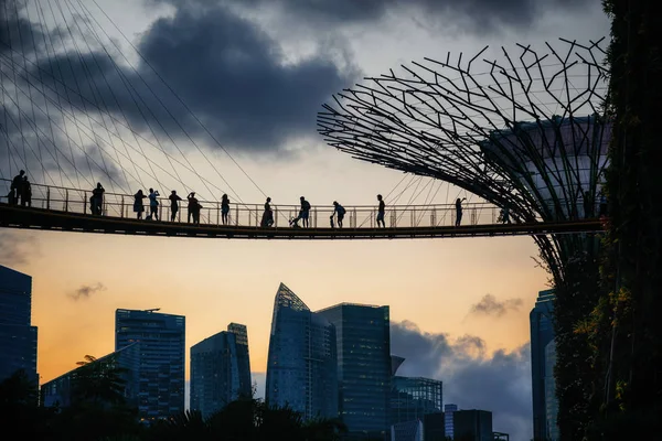 Вид на захід сонця відомих пам'яток Сінгапуру — стокове фото