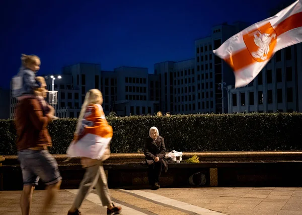 Minsk Bielorrússia Agosto 2020 Povo Bielorrusso Participa Protestos Pacíficos Após — Fotografia de Stock