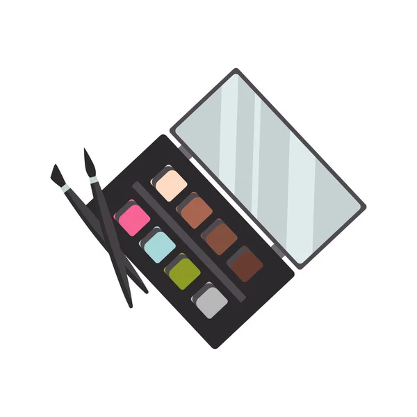 Eyeshadow Palette Brushes Color Vector Icon Flat Design — Stock Vector