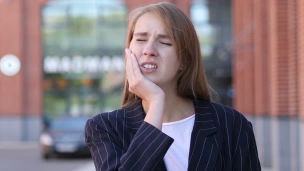 Dolor Muelas Mujer Negocios Con Infección Dental Dolor — Vídeos de Stock