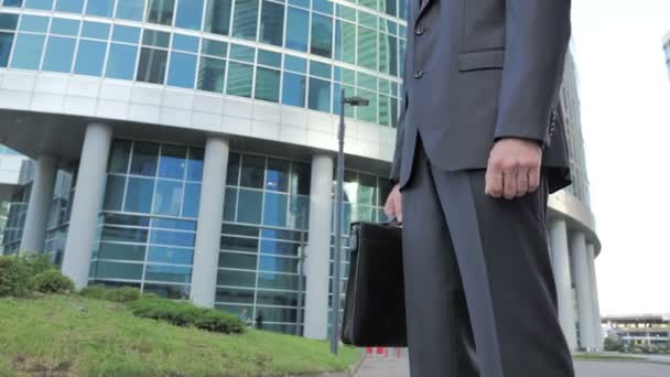 Geschäftsmann Mittleren Alters Steht Vor Dem Büro — Stockvideo