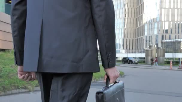 Vista Posteriore Walking Businessman — Video Stock
