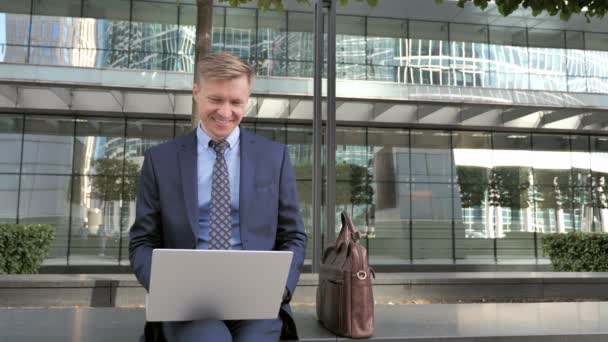 Online Videochat Bærbar Computer Businessman – Stock-video