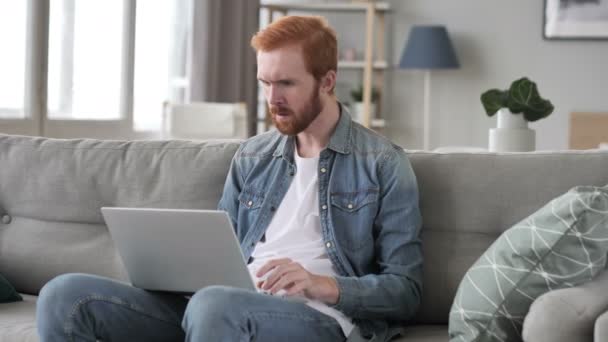 Loss Frustrated Creative Beard Man Working Laptop — Stock Video