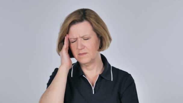 Retrato Mulher Idosa Gesturing Cefaleias Stress — Vídeo de Stock