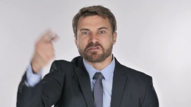 İşadamı el hareketi hayal kırıklığı ve öfke portresi