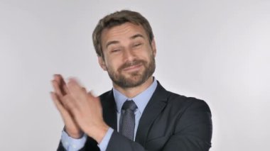 Yakışıklı işadamı, alkış alkış portresi